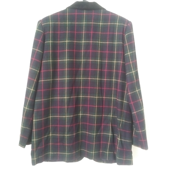 Vintage Wool Blend Plaid Blazer with Velvet Collar - Picture 2 of 8